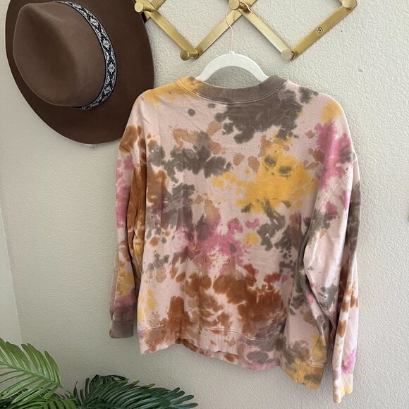 Wild Fable Tie Dye Crew Neck Cotton Retro Bohemian Sweatshirt Top Lounge Wear - Picture 2 of 7